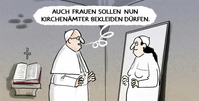 Es ist dogmatisch völlig unklar, was in einem solchen Fall priesterlichen Geschlechterwechsels passiert. (Illustration: pa/DIEKLEINERT/Markus Grolik)