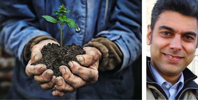 Kann Ökolandbau die Welt ernähren? Nein, sagt der Göttinger Agrarökonome Matin Qaim im Rahmen der Publik-Forum Debattenreihe "Streitfragen zur Zukunft" (Fotos: istockphoto/valentinrussanov; www.uni-goettingen.de)