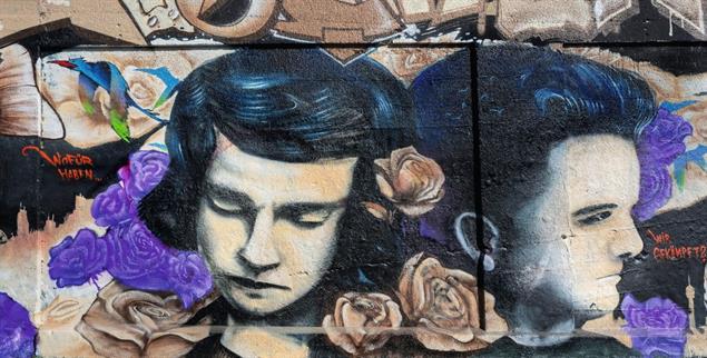Sophie und Hans Scholl: Graffito auf dem Schlachthofgelände in München