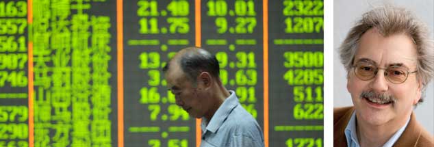 Die Börse in China ist ein Ort mit zentraler Bedeutung für Spekulanten. »Sollte sie aber nicht sein«, findet Publik-Forum-Chefredakteur Wolfgang Kessler (rechts). (Foto: pa/Shan He)