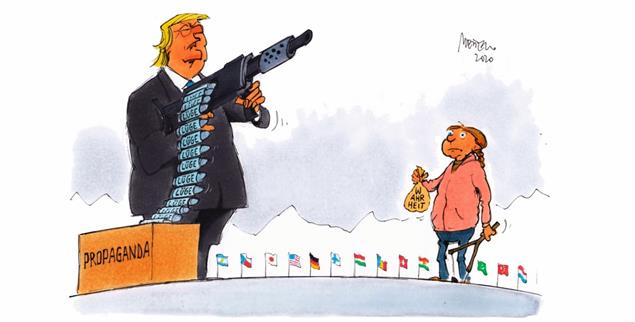 Trump und Thunberg: Am Ende siegt David gegen Goliath (Zeichnung: Mester)