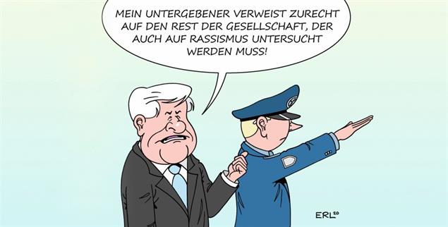 Seehofer und das Rassismusproblem (Zeichnung: PA/DIE KLEINERT/Martin Erl