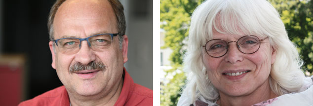 Alexander Schwabe und Eva-Maria Lerch streiten über die Wahl eines AfD-Bundestagsvizepräsidenten (Fotos: Publik-Forum; privat)