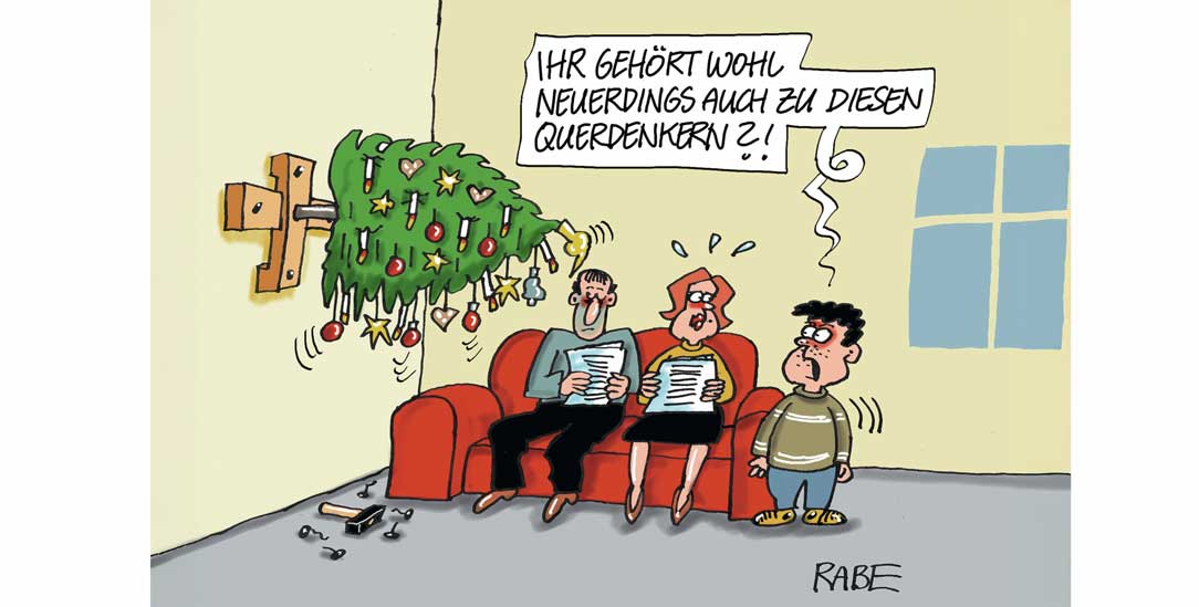 An Weihnachten stoßen viele Gegensätze aufeinander (Zeichnung: PA / Die Kleinert / Ralf Boehme) An Weihnachten stoßen viele Gegensätze aufeinander (Zeichnung: PA / Die Kleinert / Ralf Boehme)