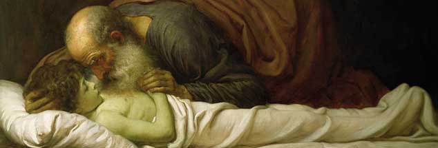Mann der Wunder: Der Prophet Elisa (auch Elischa genannt) erweckt einen toten Knaben zum Leben – Gemälde von Frederic Leighton (1830-1896)