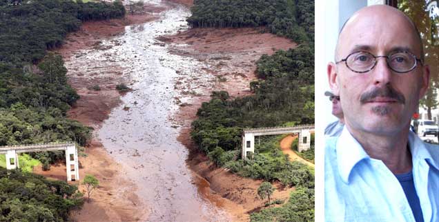 Nach dem Dammbruch in einer Eisenerzrmine in Brumadinho wurden bislang mehr als 60 Tote geborgen, fast 300 Menschen werden noch vermisst.  Der Filmemacher Martin Keßler kritisiert die Zustände im brasilianischen Bergbau, er sagt, die Katastrophe war erwartbar (Fotos: pa/AP/Penner; privat)
