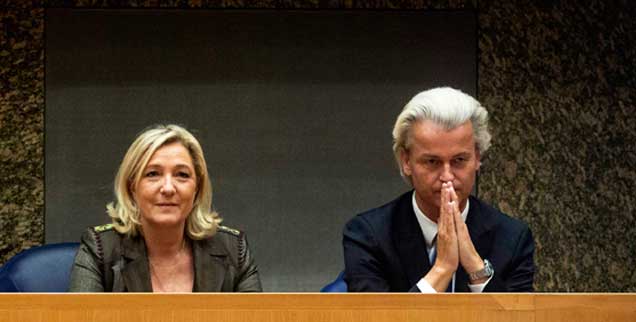 Marine Le Pen, Chefin des rechtsextremen Front National, und der holländische Islamfeind Geert Wilders wollen eine rechte Allianz in Europa (Foto: pa/Kuypers)