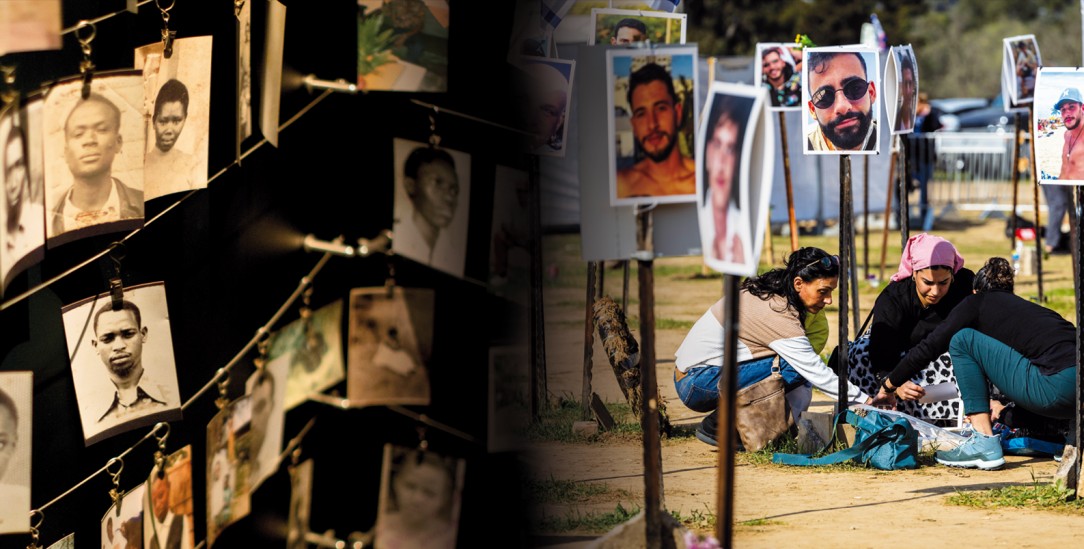 Den Toten ein Gesicht geben: Gedenken an den Genozid in Ruanda, Erinnerung an die Ermordeten in Israel (Fotos: pa/ap/Ben Curtis; pa/Ilia Yefimovich)