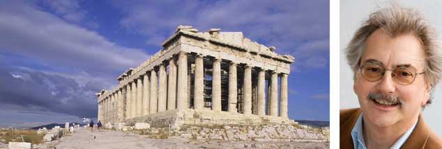 Die Akropolis, Wahrzeichen Griechenlands: Das unter Schulden stöhnende Land kann nur durch einen Schuldenschnitt wieder auf die Beine kommen, meint Publik-Forum-Chefredakteur Wolfgang Kessler (rechts). (Foto: pa/AGF Creative/Wojtek Buss)