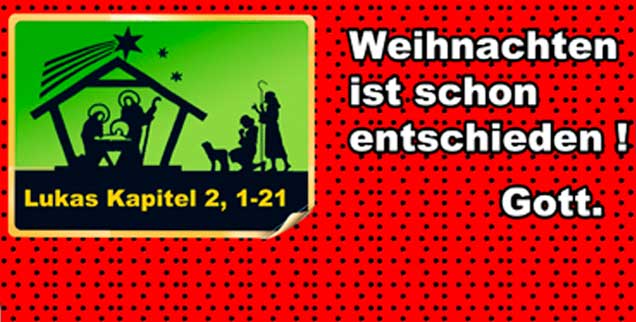 Gegenkampagne zur Mediamarkt-Werbung: Nicht was unterm Baum liegt, ist das Wichtigste an Weihnachten (Foto: Eisenmann/www.christuskirche.de)