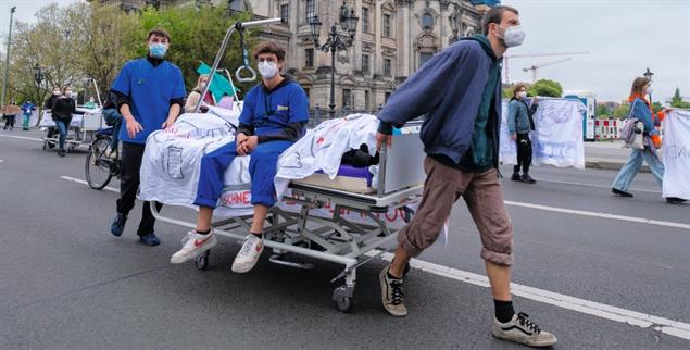 Proteste gegen die Privatisierung von Krankenhäusern in Berlin.
