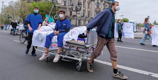 Proteste gegen die Privatisierung von Krankenhäusern in Berlin.
