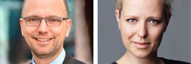 Soll man Facebook jetzt den Rücken kehren? Hamburgs Justizsenator Till Steffen (links) sagt: Ja! Die Hamburger Journalistin Juliane Leopold (rechts) findet: Nein! (Fotos: Pressebild Justizbehörde; Pitzke)