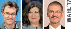 Christoph Bautz, Canan Topçu, Peter Neher: Wem gebern sie ihre Stimme bei der Bundestagswahl am Sonntag? (Fotos: pa/dpa/Kay Nietfeld; pa/zb/Karlheinz Schindler; DCV/Anke Jacob)