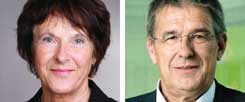 Maria Krautzberger (SPD), Präsidentin des Umweltbundesamtes, ist für eine höhere Mehrwertsteuer auf Fleisch, Thomas Gambke, (Bündnis 90/Die Grünen), Mitglied des Deutschen Bundestages, ist dagegen (Fotos: Pressebild SPD/PhotostudioD29; Pressebild Bündnis 90/Grüne)