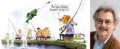 Warum räumte die AfD bei drei Landtagswahlen derartig ab? »Sie gab dem Frust der Abgehängten ein Ventil«, sagt Wolfgang Kessler (rechts). (Zeichnung: Mester; Foto: Publik-Forum)
