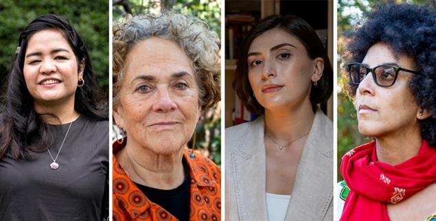 Engagiert gegen Unrecht: Jalila Haider, Mercia Andrews, Tamar Oniani und Timnit Gebru. (Fotos: pa/Right Livelihood Award Foundation via AP)