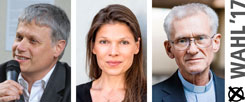 Stephan Bickhardt, Stevie Meriel Schmiedel, Franz Meurer: Wem geben sie ihre Stimme bei der Bundestagswahl 2017? (Fotos: widerstandsraeume.de; Yvonne Schmedemann; Smilla Dankert)