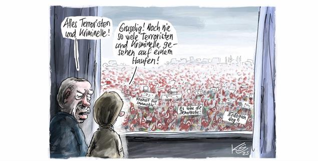 Erdogans ganz eigene Realität. (Zeichnung: Klaus Stuttmann)