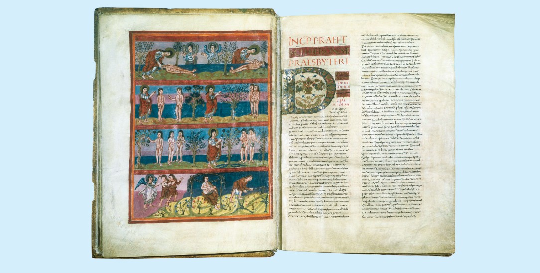 Verlorenes Paradies: Die Geschichte von Adam und Eva, prachtvoll illustriert in der Bibel von Moutier- Grandval (um 830). (Foto: pa/akg-images/André Held)