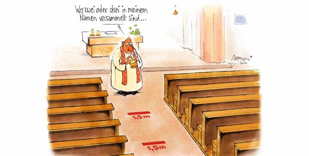 Pfarrer allein zu Haus? So sollte es am Heiligen Abend möglichst nicht sein. (Zeichnung: Mester)